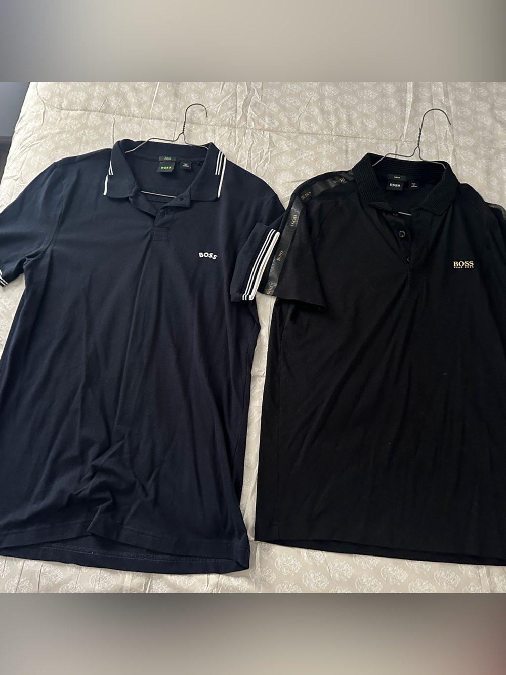 Hugo Boss Black Polo Shirt with Contrast-Trim Collar x2 S/M